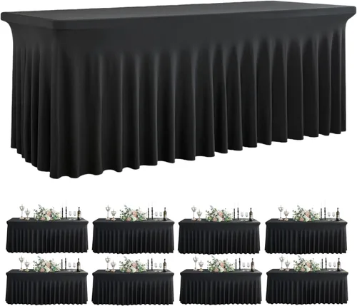 Vista 29 de Mantel rectangular de elastano de 6 pies, paquete de 4 unidades, color Beige