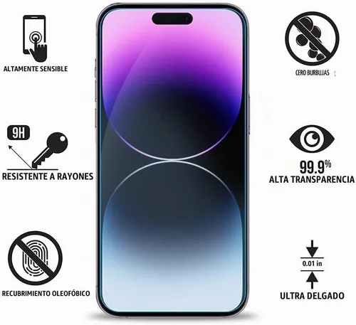 Vista 5 de Protector de pantalla para iPhone 14 Pro, protector de pantalla de luz azul, paquete de 3 unidades, vidrio templado antiluz azul para iPhone 14 Pro