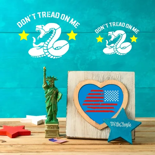 Vista 6 de 9 plantillas de bandera estadounidense – We The People & Don't Tread On Me plantillas de trazado reutilizables para adultos, álbumes de tarjetas
