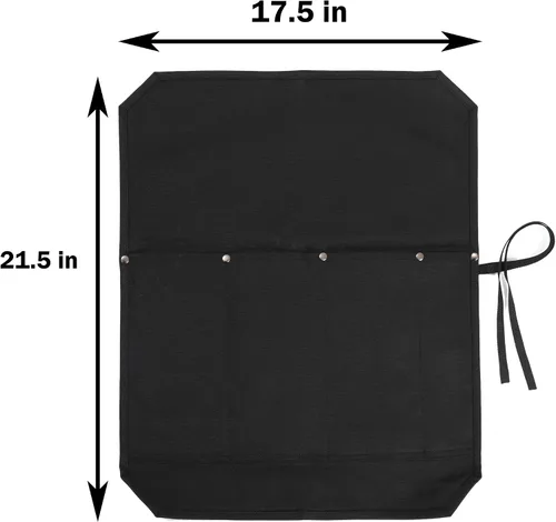 Vista 2 de Bolsa para cuchillos de chef, rollo para cuchillos con 4 ranuras, forro de tela especializado resistente a cortes, lona encerada resistente de 16