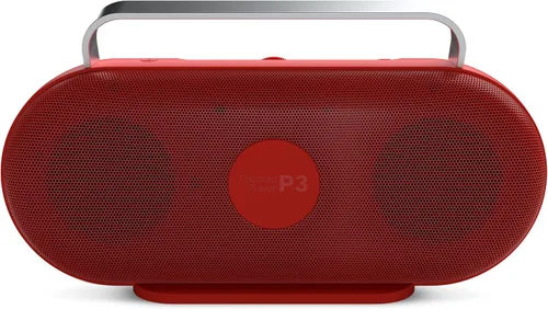 Vista 2 de Polaroid Reproductor de música P3 (rojo) - Altavoz Bluetooth inalámbrico Boombox retro-Futurista recargable con emparejamiento estéreo dual