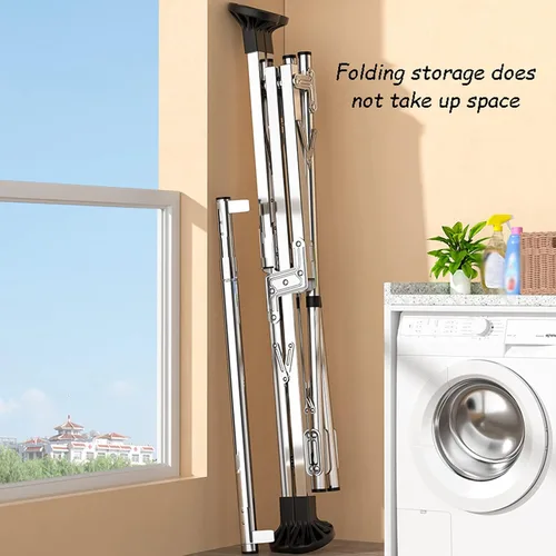 Vista 4 de Heavy Duty Stainless Steel Clothes Drying Rack - Foldable Portable Laundry Drying Rack for Indoor Outdoor Use - Foldable Clothing Rack
