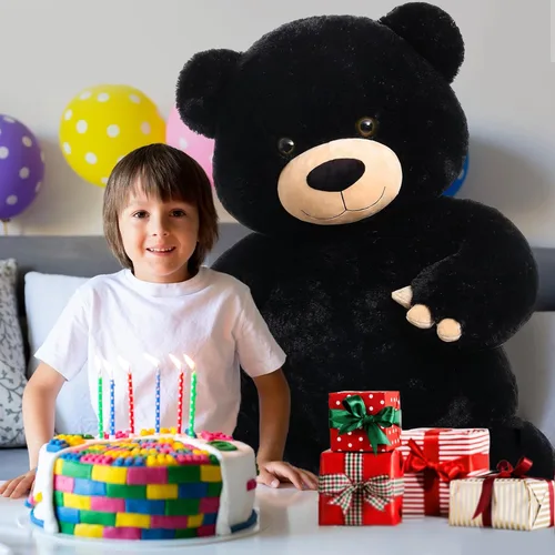 Vista 2 de Tezituor Oso de peluche grande de 59 pulgadas, animal de peluche negro gigante para baby shower, Navidad, día de San Valentín o cumpleaños, oso