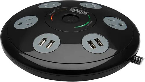Vista 11 de Tripp Lite Protector de sobretensiones esférico de 3 tomas, 4 puertos USB (4.8A compartido) - Cable de 6 pies (6.0 ft), enchufe 5-15P, 540 julios