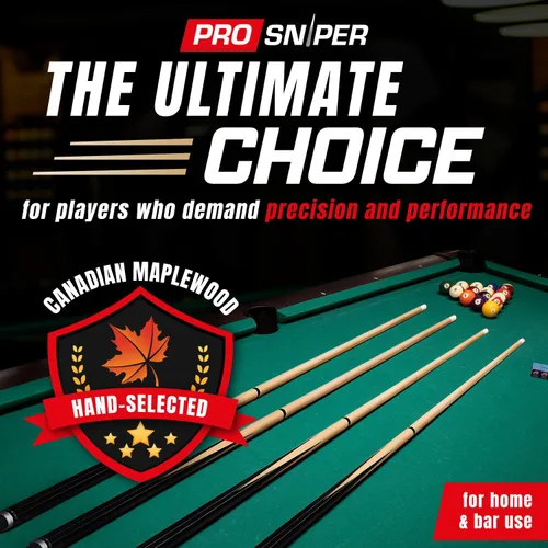 Vista 2 de Prosniper Premium Pool Sticks Set of 4 58-Inch, 19-Oz Canadian Ashwood Pool Cue with Low-Deflection Shaft & 4 Extra Chalks Pro-Grade Billiard