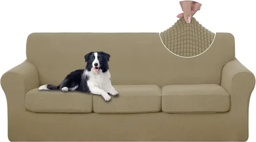 Vista 26 de U-NICE HOME Funda elástica para sofá de 3 piezas, funda de sofá lavable con cojín de asiento individual para sofá de 2 cojines, apta para mascotas