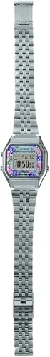 Vista 5 de Casio LA680WA-2C - Reloj digital con esfera floral vintage para mujer Azul Patchwork Cronógrafo digital