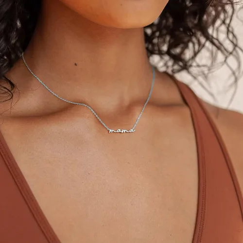 Vista 3 de Collar de mamá para el día de la madre para mamá, moderno, lindo, simple, delicado, cursivo, con tarjeta de cita significativa, Acero inoxidable, No