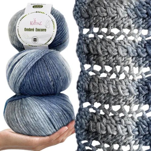Vista 15 de Ombré-Encore - Hilo grueso degradado para crochet, 3 bolas, 507 yardas/420G (14.82 oz), patrones gratis - Hilo voluminoso multicolor peso 5
