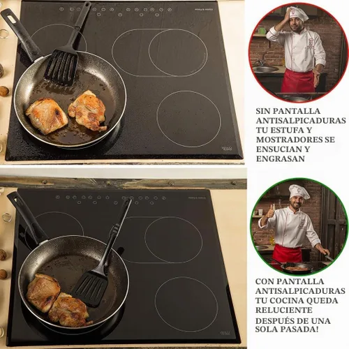 Vista 4 de Pantalla contra salpicaduras de grasa para sartén de 13 pulgadas – Detiene el 99% de las salpicaduras de aceite caliente – Protege la piel