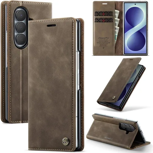 Vista 42 de Funda tipo cartera para Samsung Galaxy Z Fold 7 de piel con tarjetero y función atril, cierre magnético, bloqueo RFID, TPU a prueba de golpes, Negro
