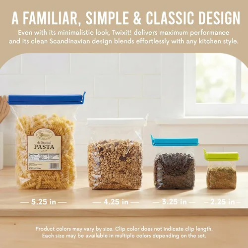 Vista 5 de Linden Sweden Twixit - Clips para bolsas – Mantén los alimentos frescos, evita derrames – Sella fácilmente bolsas congeladas con fecha – Clips