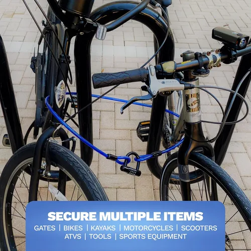 Vista 6 de DocksLocks - Juego de candado de cable de seguridad (5 a 25 pies de longitud) con bloqueo en U, 5 pies Anti-Theft Protection, 10mm Looped Ends