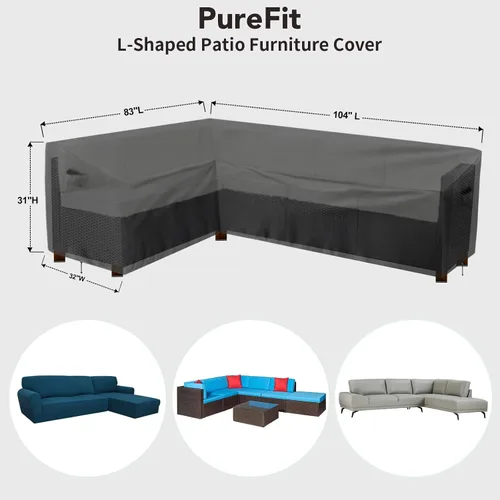 Vista 2 de PureFit Funda de sofá modular para exteriores en forma de L, impermeable, para muebles de patio, terraza, césped y jardín, 83 x 104 pulgadas