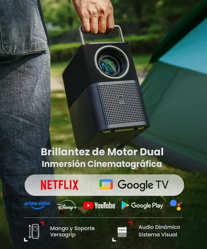 Vista 4 de TCL Proyector inteligente A1s compatible con 4K, compatible con Google TV y Netflix, WIFI y Bluetooth, enfoque automático Keystone, Native 1080p