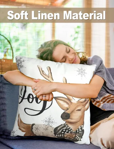 Vista 6 de multiwins Decoraciones Navideñas Juego de 4 Fundas de Almohada Navideñas con Estampado de Doble Cara de 16" x 16", con 8 Bonitos Patrones, Fundas