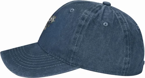Vista 4 de Cowboy Hat Trendy Hats for Man and Women Djustable Four Season Outdoor Baseball Cap of Hell Skull with Angel Navy Blue