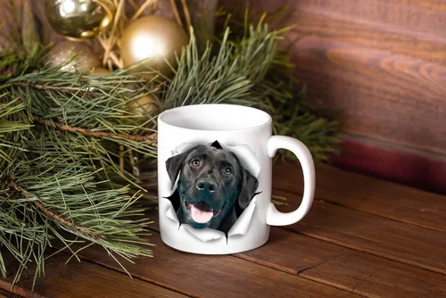 Vista 5 de Bonita taza de café negra con diseño de labrador para perro, divertida taza de café de cerámica, regalo perfecto para amantes de los perros, bonita