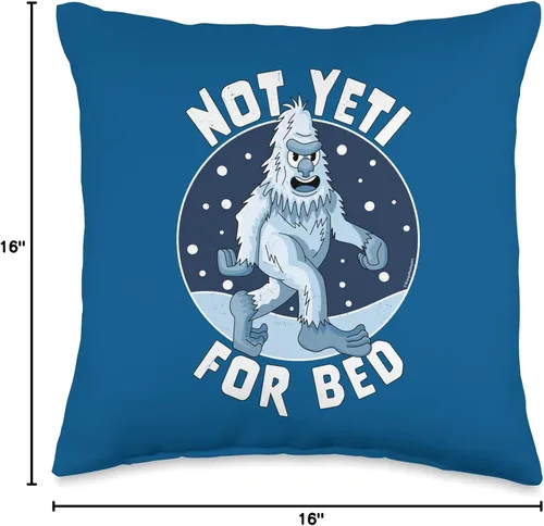 Vista 4 de Funny Yeti for Bed Abominable Snowman Pajamas-Not Ready For Bed Funny Yeti - Almohada de 16 x 16 pulgadas, multicolor