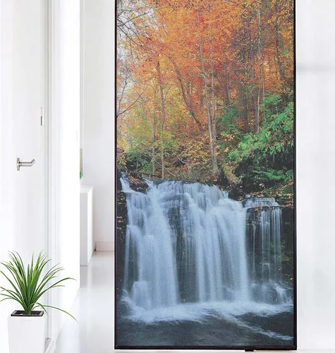 Vista 12 de Película decorativa de privacidad para ventana, control de calor, bloqueo solar, protección UV, diseño de bosque de abedul, adherencia estática