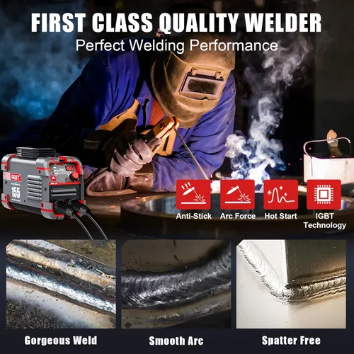 Vista 3 de AWT Soldador de palo 155Amp Mini soldador 2 en 1 Soldador ARC/elevación TIG máquina de soldadura 110/220V con VRD, pantalla digital IGBT Inverter