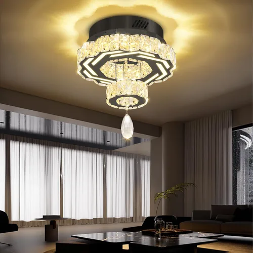 Vista 8 de Flashing God Candelabros modernos de cristal de 12 pulgadas, lámpara de techo de montaje empotrado, mini lámpara LED regulable para pasillo, lámpara