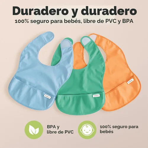 Vista 9 de KeaBabies - Paquete de 3 baberos impermeables para comer, ligeros, básicos