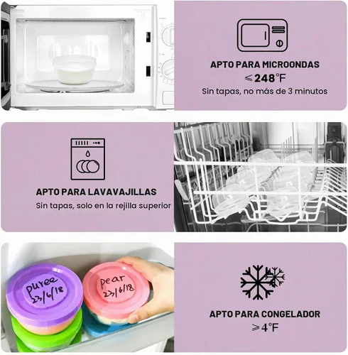 Vista 4 de TOFLEN Recipientes pequeños reutilizables para congelador de 5 onzas, recipientes de plástico para almacenamiento de alimentos con tapas de rosca, a