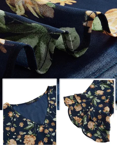 Vista 3 de VALOLIA Blusas de manga 34 para mujer, blusas elegantes y casuales de negocios de doble capa
