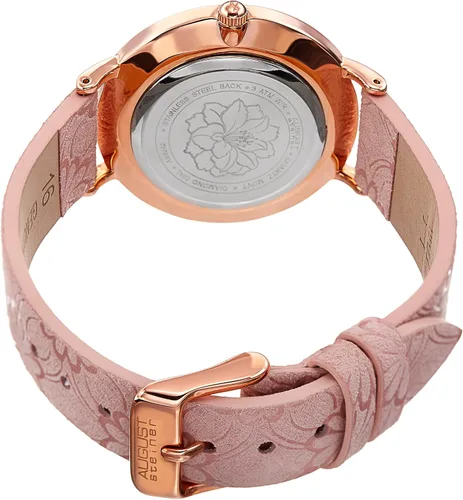 Vista 4 de August Steiner AS8242 - Reloj para mujer con esfera de diamantes con relieve floral
