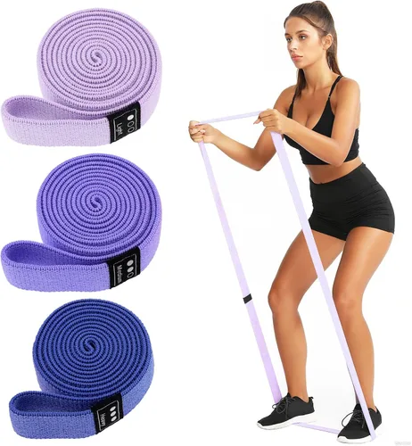 Vista 9 de Fabric Resistance Bands - 3-Pack Set, Long Cloth Exercise Bands for Home Workout Strength Training, Yoga & Pilates with Storage Bag