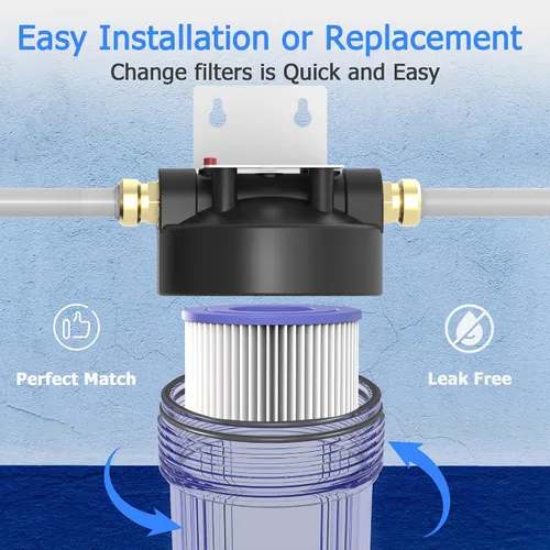 Vista 5 de Cartucho de filtro de agua de 20 micrones para toda la casa, filtros de sedimentos plisados para agua de pozo, reemplazo universal para cualquier