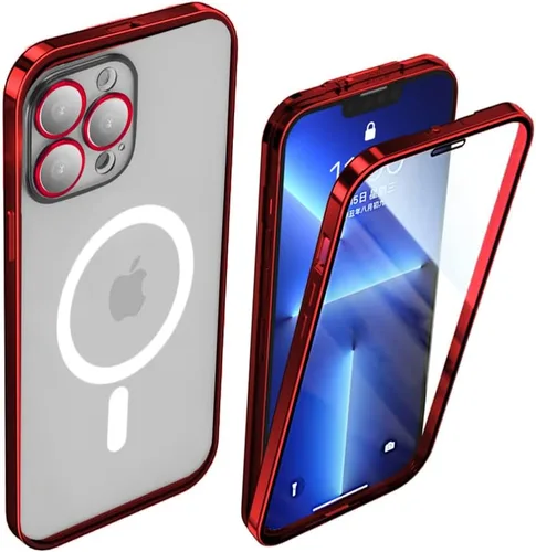 Vista 12 de Funda para iPhone 14 Cubierta de hebilla de doble cara Cubierta de pantalla y cámara Cubierta protectora de parachoques de metal Funda transparente