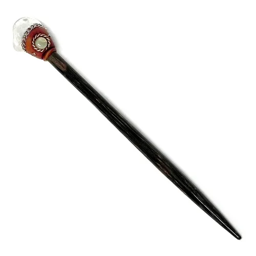 Vista 17 de Mia Jewel Shop - Palillos de madera de Chonta con piedras preciosas curativas naturales – Palillos para el cabello hechos a mano para mujeres