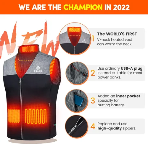 Vista 2 de DOACE Unisex Adult mens Heated Vest