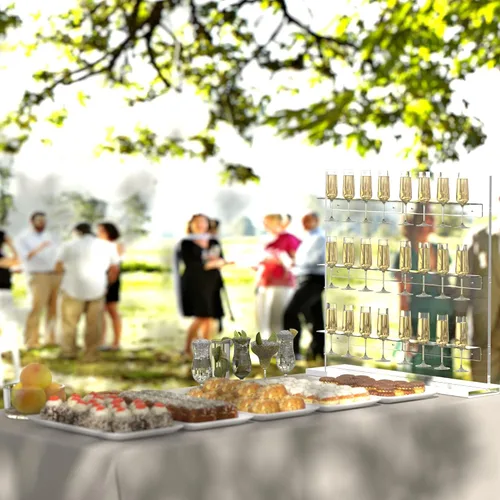 Vista 5 de Soporte de acrílico transparente para copas de vino, estantes de almacenamiento para copas de vino de pared, estante de pared para copas