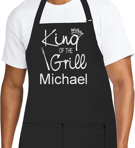 Vista 19 de Delantal de chef personalizado para hombres, diseño bordado personalizado, cocina profesional, barbacoa, parrilla, para papá, decorado en Estados
