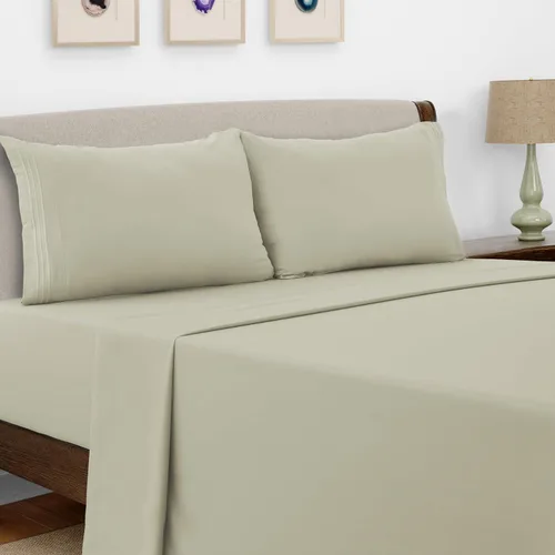 Vista 128 de LUX Décor - Juego de sábanas Twin de microfibra ultrasuave de 3 piezas con sábana encimera, sábana bajera de 16 pulgadas de profundidad y funda