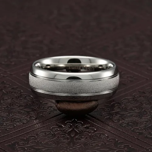 Vista 4 de 100S JEWELRY Anillos de tungsteno de oro blanco para hombres y mujeres, alianza de boda, acabado arenado, borde de cúpula, tamaños 6-16