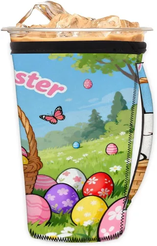 Vista 27 de Funda aislante reutilizable de neopreno con piel de camuflaje del ejército para bebidas, con asa, para la mayoría de cafés o bebidas heladas, 16-18