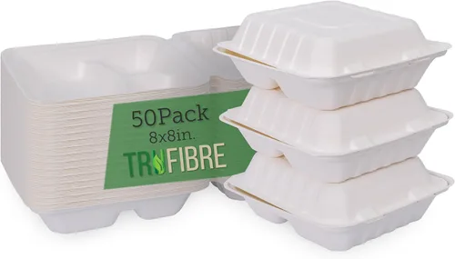 Vista 9 de Recipientes desechables blancos con tapas, cajas para llevar concha, pasteles bento, postres, sándwiches, recuerdos de fiesta, eventos, 6 x 6