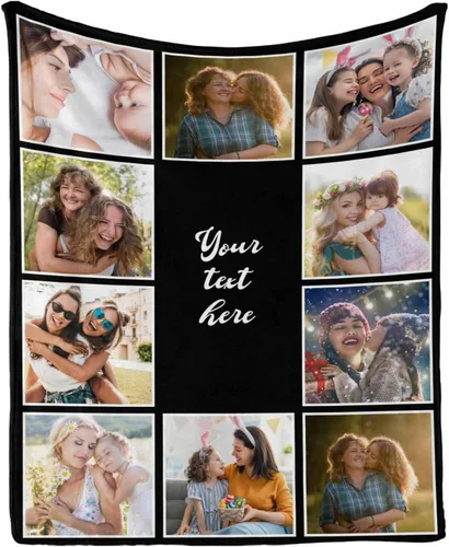 Vista 21 de InterestPrint Manta con foto, regalos personalizados para mamá, manta de collage de fotos personalizada para mamá de hija e hijo para cumpleaños