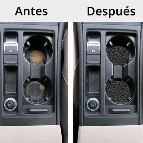 Vista 5 de KARREAL Funda de volante con estampado de leopardo negro y 2 piezas de posavasos para automóvil, material de goma de neopreno, accesorios
