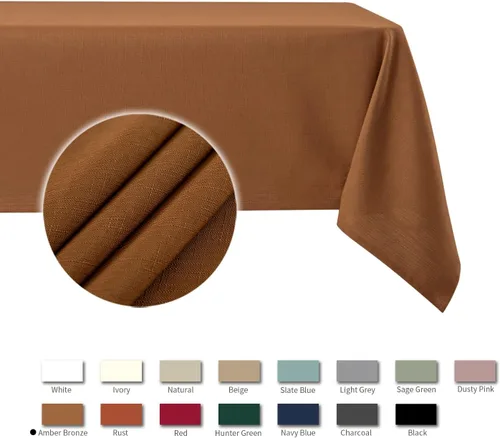 Vista 4 de maxmill Mantel cuadrado de cosecha resistente a las manchas, impermeable, resistente a las arrugas, de lino suave para cosecha de otoño, Acción