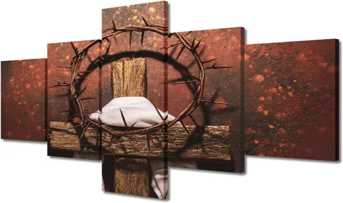 Vista 105 de TUMOVO Decoración de pared de iglesia cristiana de 3 paneles, imágenes de la resurrección de Jesús para sala de estar, dormitorio, cocina