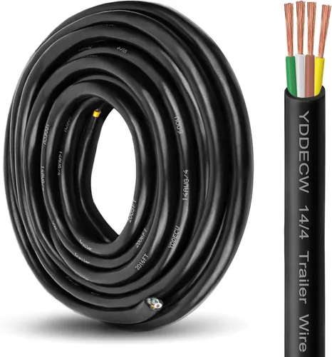Vista 16 de Cable de Remolque de 4 Vías - Calibre 14, 4 Conductores, 10 Pies, Extensión de Cable Resistente de Cobre Puro, Cordón de Cableado para Remolque RV