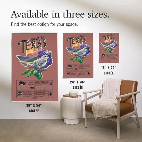 Vista 7 de Lantern Press 16x24 Inch Giclee Print, Amarillo, Texas, Facts About, State Series