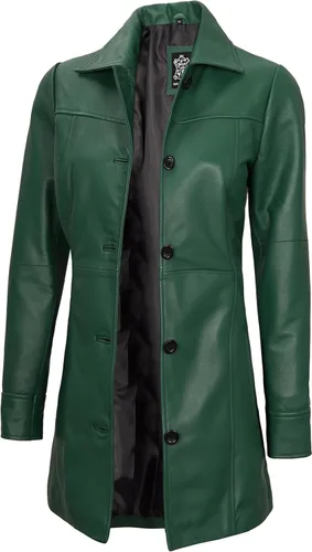 Vista 9 de Decrum Real Lambskin 3/4 Length Leather Jacket Car Coat Style for Women Beige