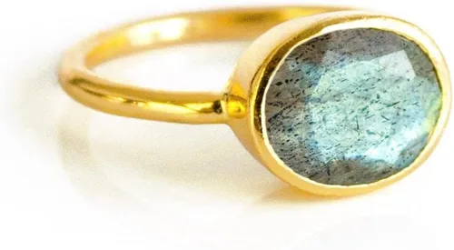 Vista 99 de Oval Birthstone Ring Bezel Set in Vermeil Gold, Sterling Silver, or Rose Gold, Stacking Birthstone Ring [rOMB]