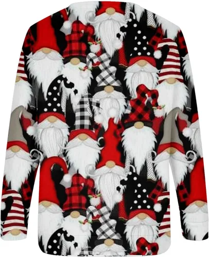 Vista 4 de Sudadera de Navidad para mujer, diseño de renos, camiseta fea con cuello redondo, casual, ropa de otoño 2023